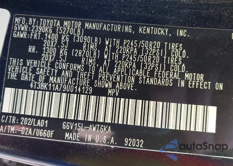 2009 Toyota Venza Base V6 z USA, uszkodzony, nr VIN 4T3BK11A79U014129